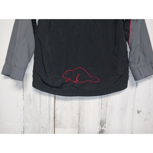 Boys 3T Roots Jacket Hideable Hood Gray Red - Picture 7 of 8